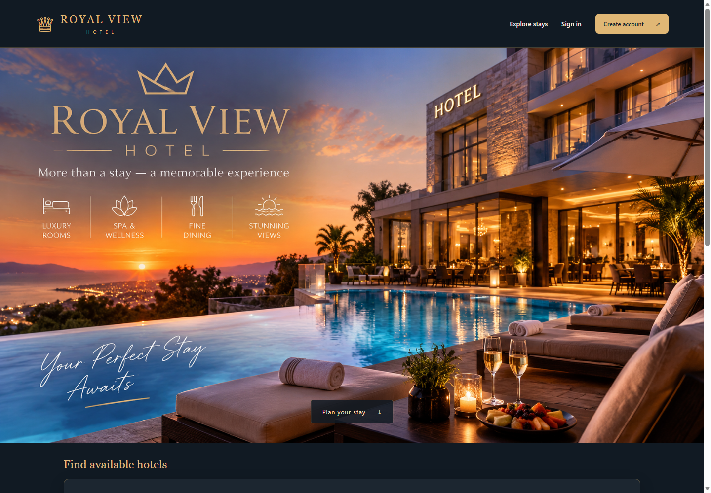 דף הבית של Royal View
